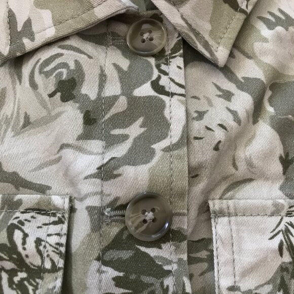 Derek Lam 10 Crosby Chloe Floral Cropped Cargo Jacket Women 4 Green Floral 17871 - Picture 10 of 13